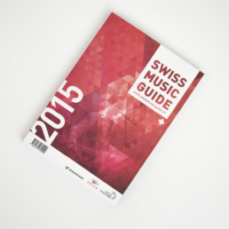 Swiss music guide 2015, mise en page, couverture. Livre domaine musique Suisse