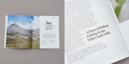 Guide activité et loisirs, layout, double page et exergue. Création par graphistes à Orbe.