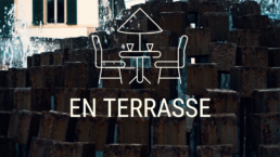 Pictogramme et texte, illustrant la terrasse