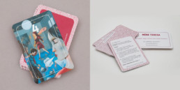 Jeu de carte, exercice sur le thème du burn-out, mise en page, texte et image