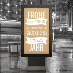 Typographie et animation. Fête de fin d'année. Ecran e-panel, détail