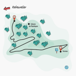 Carte, dessin, sentier, pictogramme